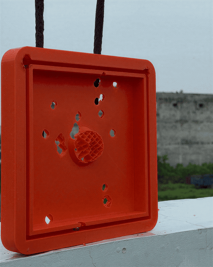 A target board carrying the marks of repeated hits
